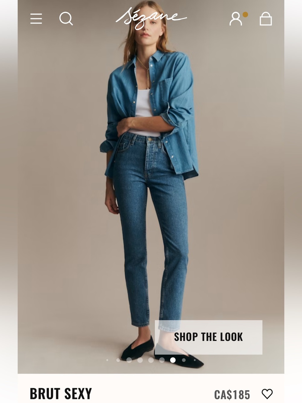 Sezane Brut Sexy High-Rise Straight Jeans in Medium Blue Denim Wash